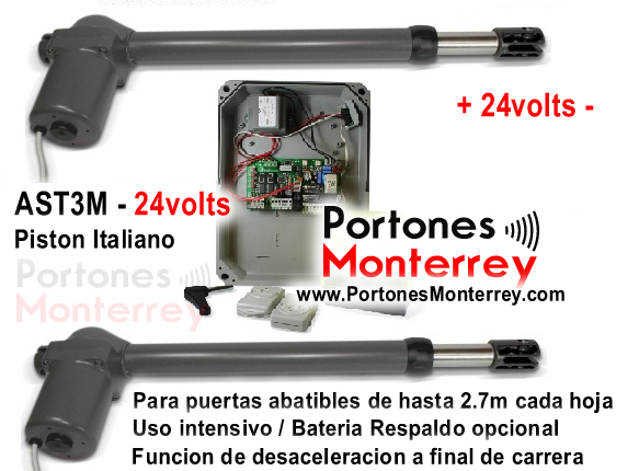 AST3m – 24 volts – Pistones para puertas Abatibles – Uso continuo