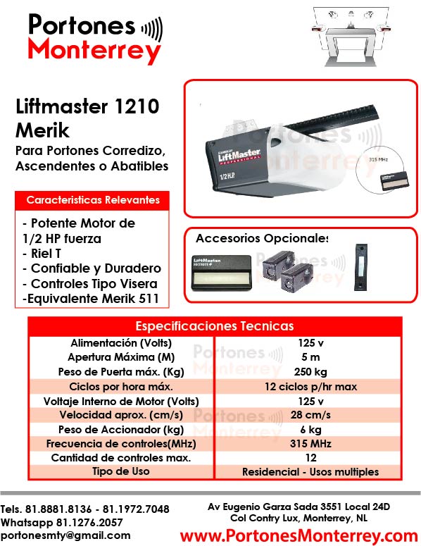 01 Merik Liftmaster 1210 Motor para puerta automatica – Clasico – 1/2 HP-1